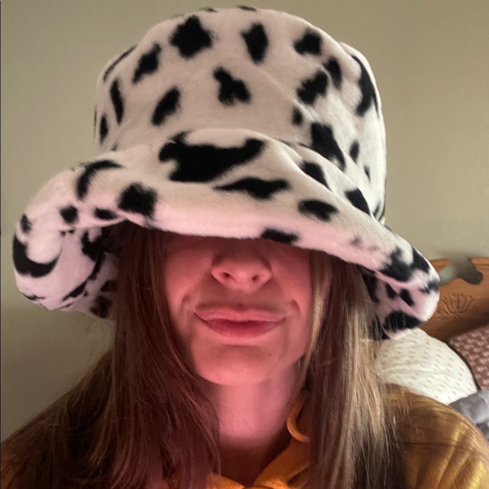 Black and White Fuzzy Bucket Hat